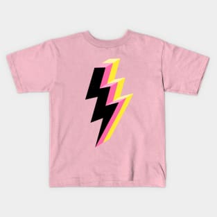 Electric Pink, Yellow and Black Lightning Kids T-Shirt